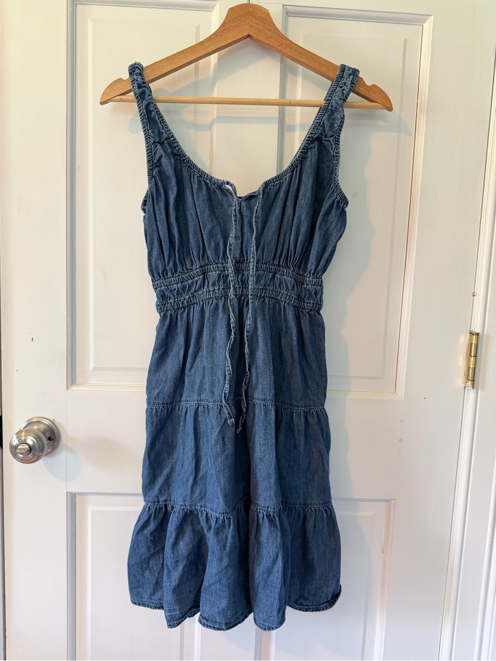 GAP Blue Denim Tiered Midi Dress